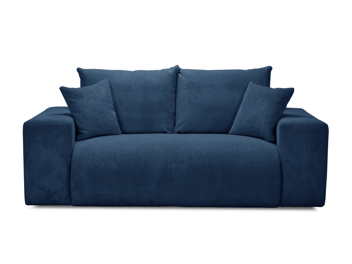 canapé droit convertible ouverture express voltaire tissu velours côtelé de couleur bleu