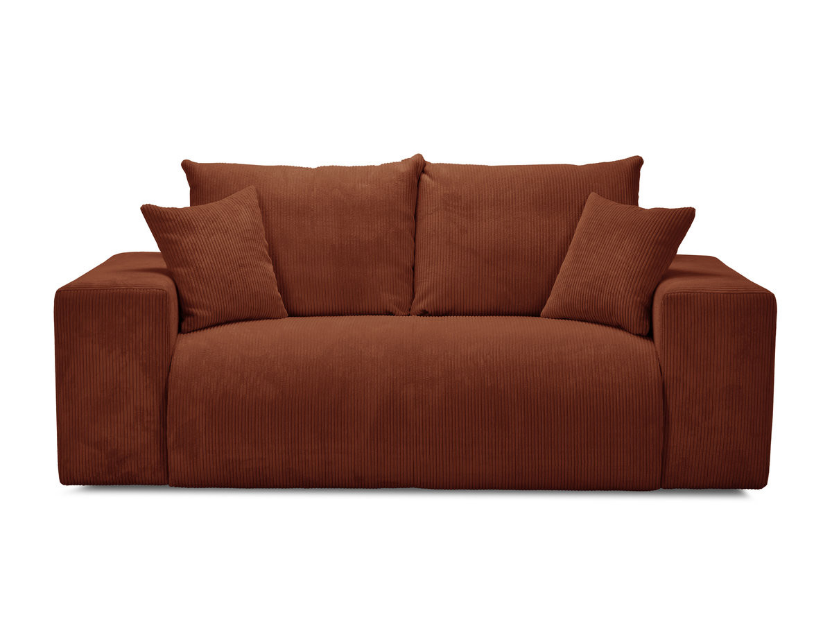 canapé droit convertible ouverture express voltaire tissu velours côtelé de couleur orange