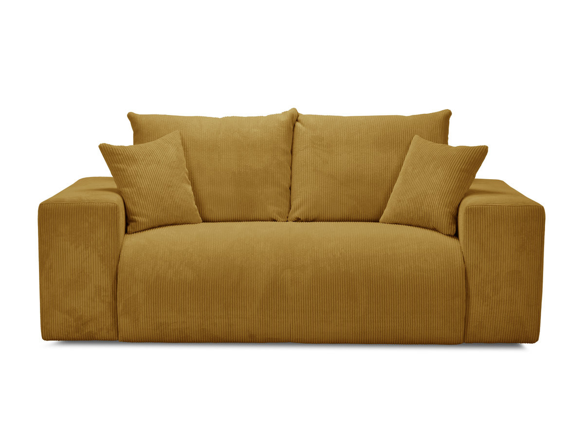 canapé droit convertible ouverture express voltaire tissu velours côtelé de couleur jaune