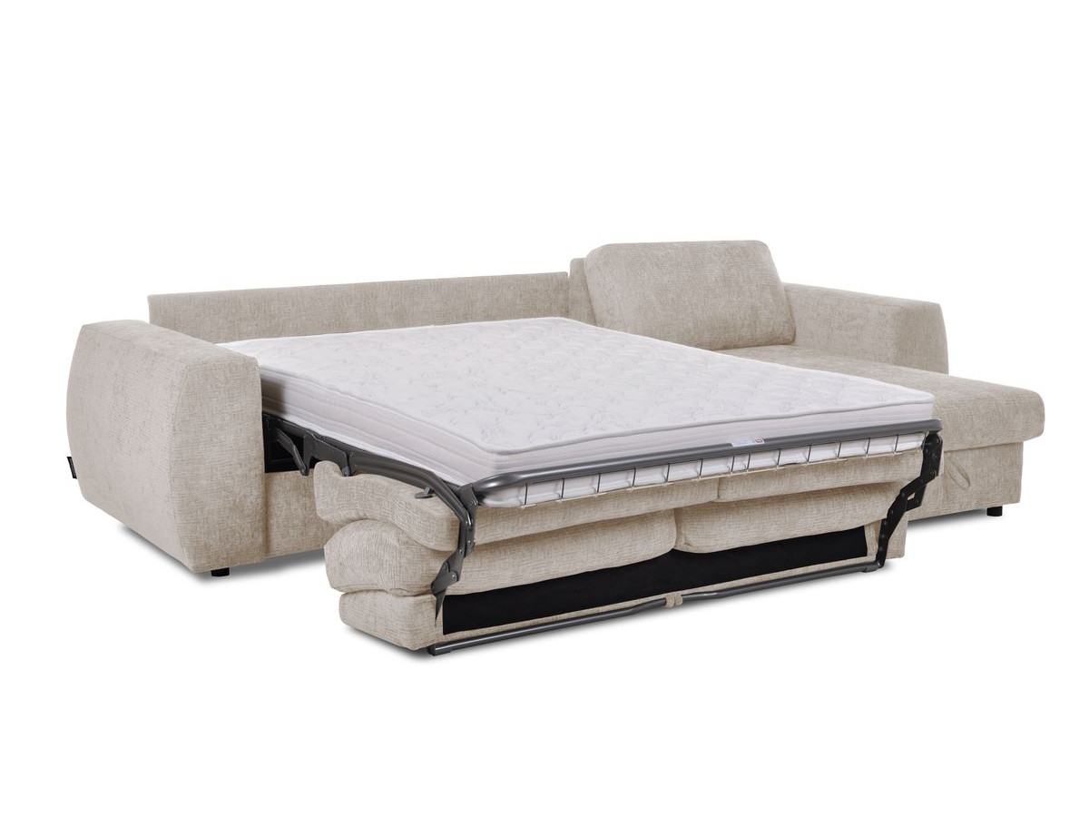 Canapé d'angle réversible convertible coffre HUGO ouverture express tissu texturé