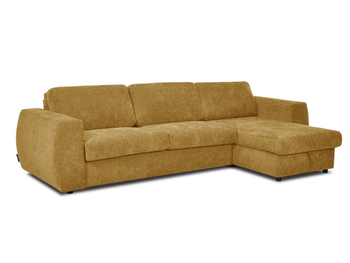 canapé d'angle réversible convertible coffre hugo ouverture express tissu texturé de couleur jaune