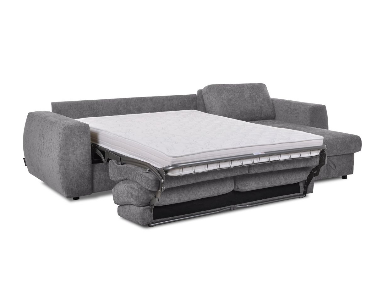 Canapé d'angle réversible convertible coffre HUGO ouverture express tissu texturé