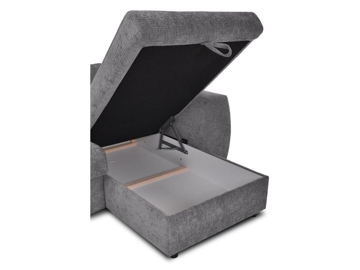 Canapé d'angle réversible convertible coffre HUGO ouverture express tissu texturé