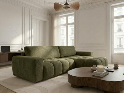 Canapé d'angle réversible convertible JULES tissu lisse