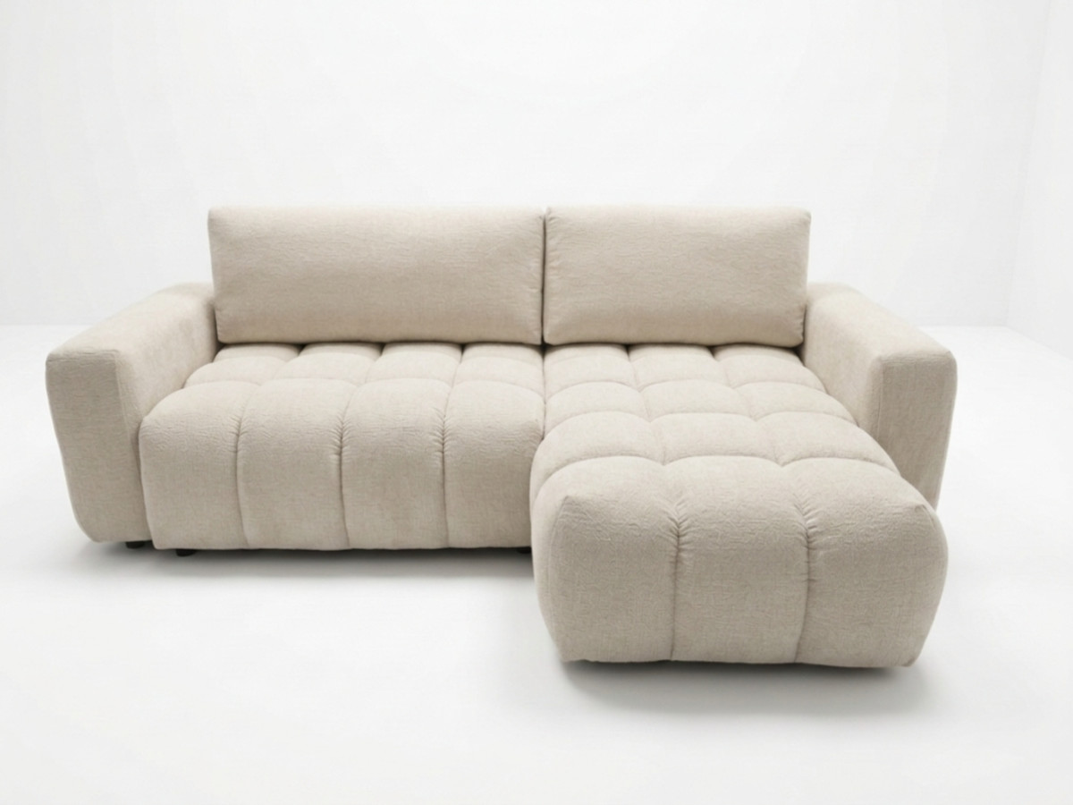 omkeerbare en omvormbare hoekzetel jules in gladde stof gekleurd beige