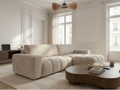 Canapé d'angle réversible convertible JULES tissu lisse