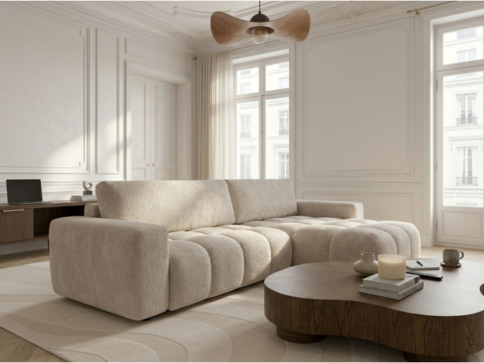 Canapé d'angle réversible convertible JULES tissu lisse