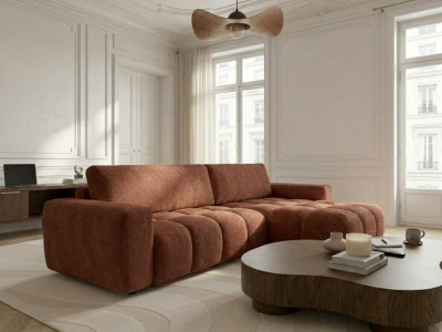 Canapé d'angle réversible convertible JULES tissu lisse
