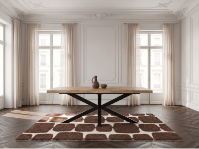 Table extensible SIBYLLE bois massif de manguier et métal
