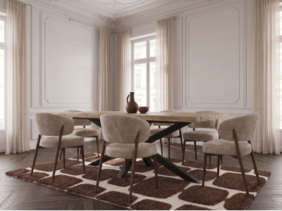 Table extensible SIBYLLE bois massif de manguier et métal