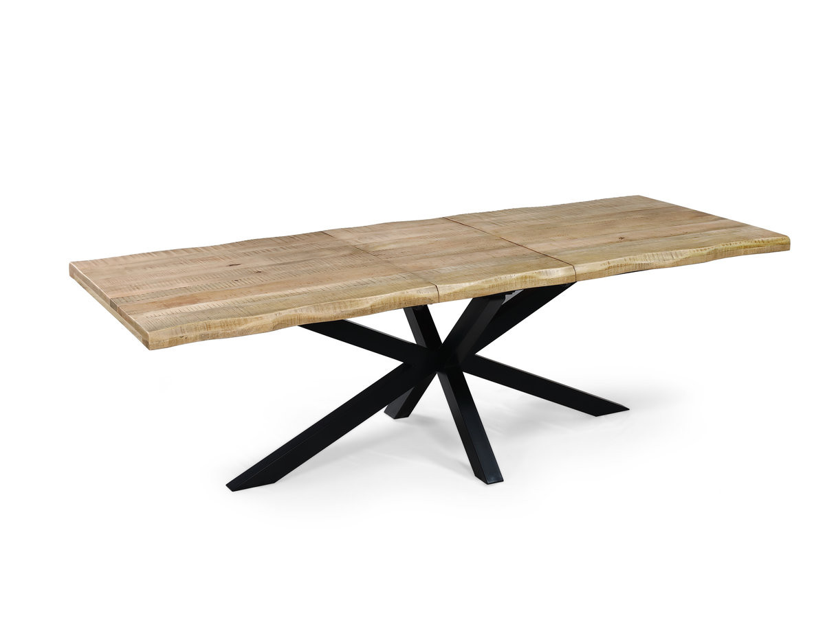Table extensible SIBYLLE bois massif de manguier et métal