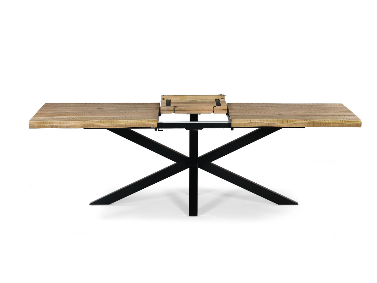 Table extensible SIBYLLE bois massif de manguier et métal