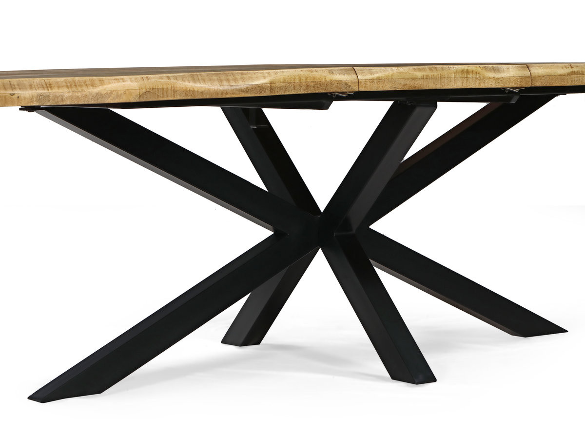 Table extensible SIBYLLE bois massif de manguier et métal