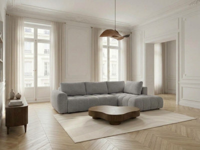 Canapé d'angle L convertible JULES tissu lisse