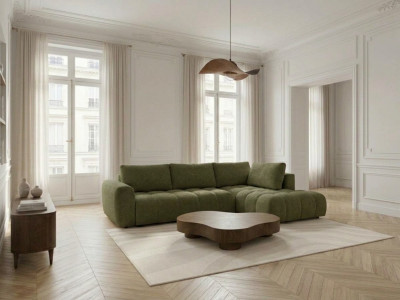 Canapé d'angle L convertible JULES tissu lisse