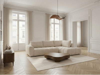 Canapé d'angle L convertible JULES tissu lisse