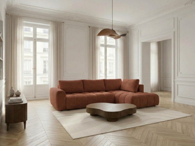 Canapé d'angle L convertible JULES tissu lisse