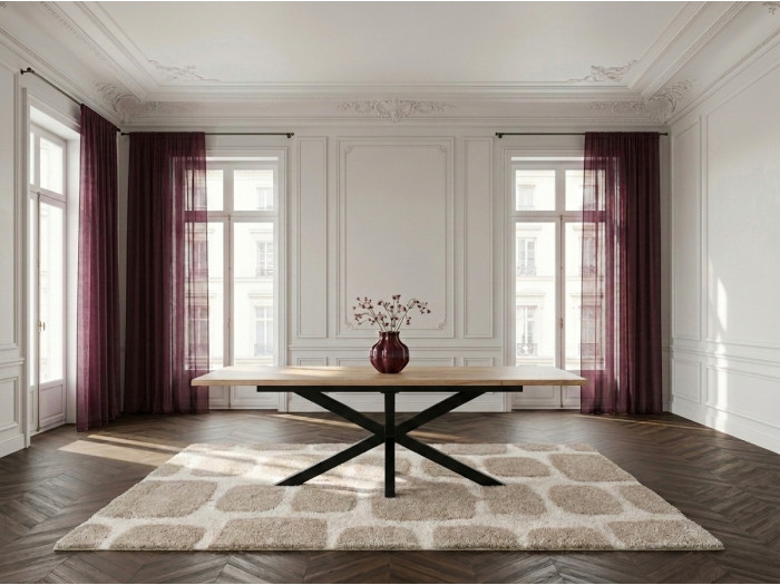 Table extensible SABINE bois massif d'acacia et métal