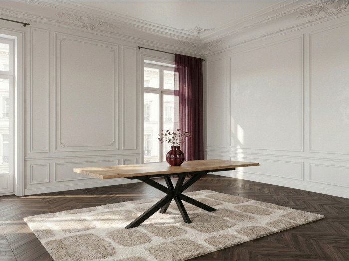 Table extensible SABINE bois massif d'acacia et métal