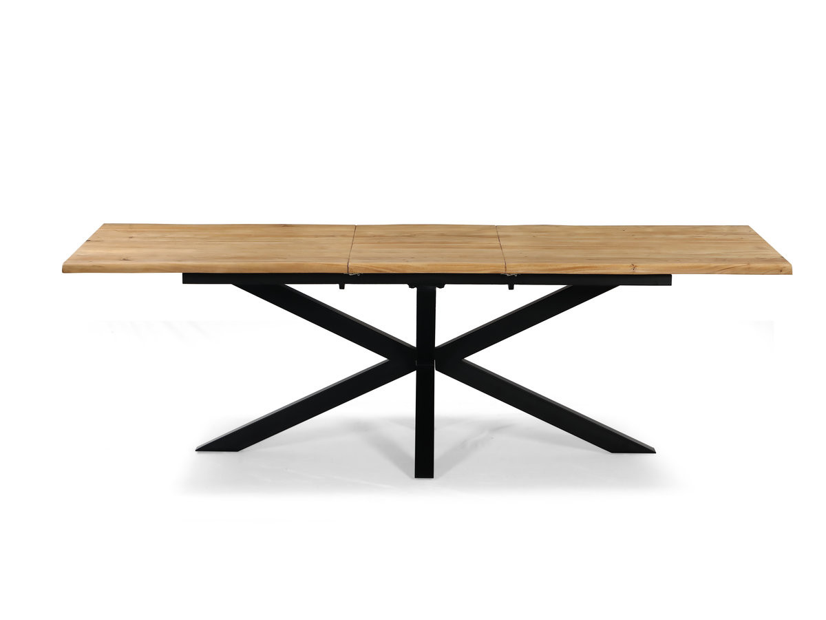 Uitschuifbare tafel SABINE van massief acaciahout en metaal