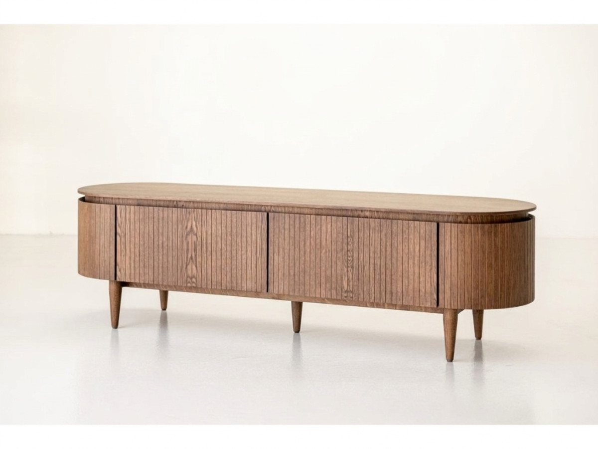 SORMIOU 4-deurs tv-meubel 180 cm massief eiken fineer