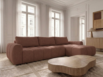 Canapé d'angle réversible convertible coffre FUJI ouverture express tissu chiné
