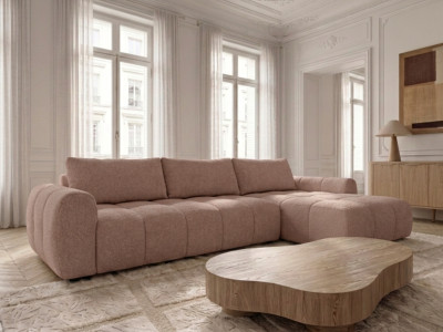 Canapé d'angle réversible convertible coffre FUJI ouverture express tissu chiné