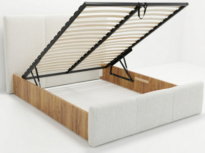 Lit coffre ELYA tissu bouclette