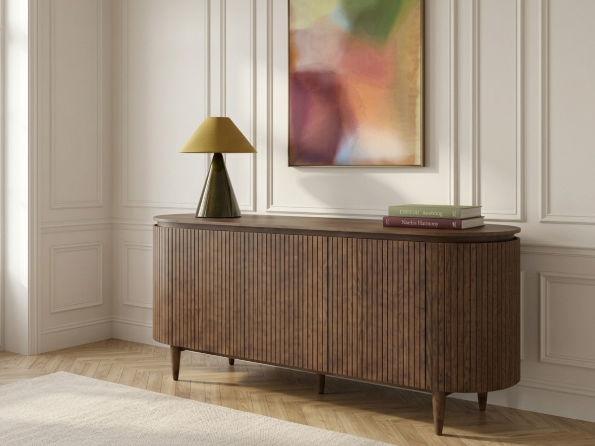 Buffet 5 portes 180 cm SORMIOU placage chêne massif