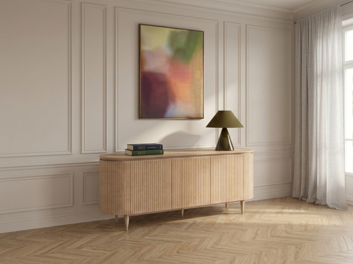 Buffet 5 portes 180 cm SORMIOU placage chêne massif