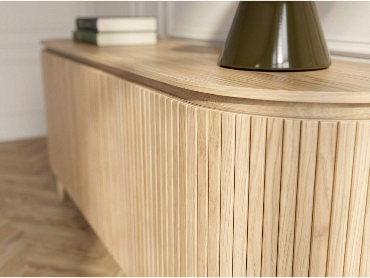 Buffet 5 portes 180 cm SORMIOU placage chêne massif