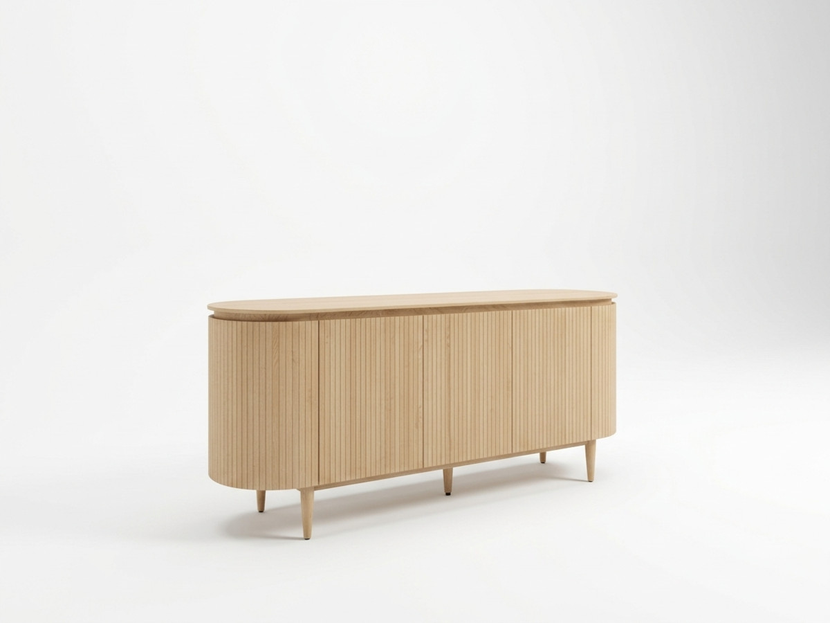 Buffet 5 portes 180 cm SORMIOU placage chêne massif