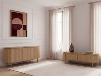 Ensemble SORMIOU avec buffet 180 cm + meuble TV 180 cm placage chêne massif