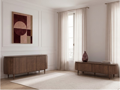 Ensemble SORMIOU avec buffet 180 cm + meuble TV 180 cm placage chêne massif