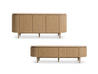 Ensemble SORMIOU avec buffet 180 cm + meuble TV 180 cm placage chêne massif