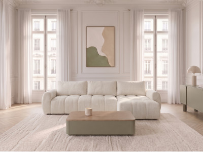 Canapé d'angle réversible convertible coffre FUJI ouverture express tissu chiné