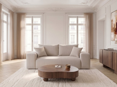 Canapé droit convertible ouverture express VOLTAIRE tissu velours côtelé