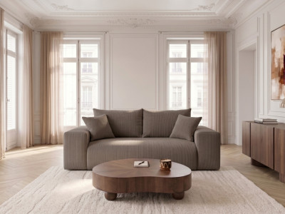 Canapé droit convertible ouverture express VOLTAIRE tissu velours côtelé