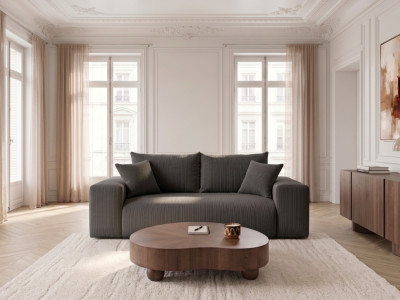 Canapé droit convertible ouverture express VOLTAIRE tissu velours côtelé
