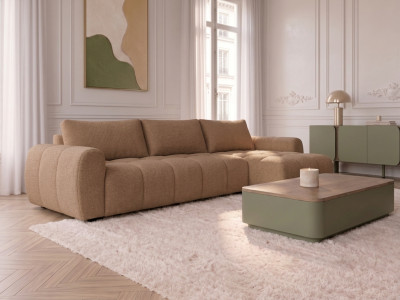Canapé d'angle réversible convertible coffre FUJI ouverture express tissu chiné
