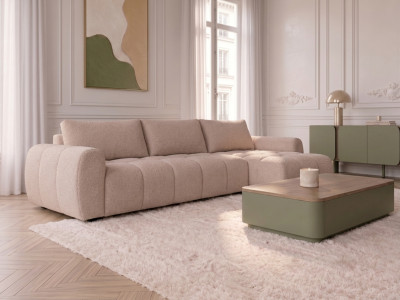 Canapé d'angle réversible convertible coffre FUJI ouverture express tissu chiné