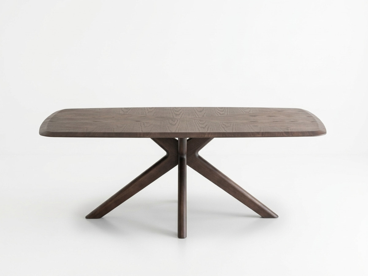 table à manger vivienne placage chêne massif de couleur marron foncé