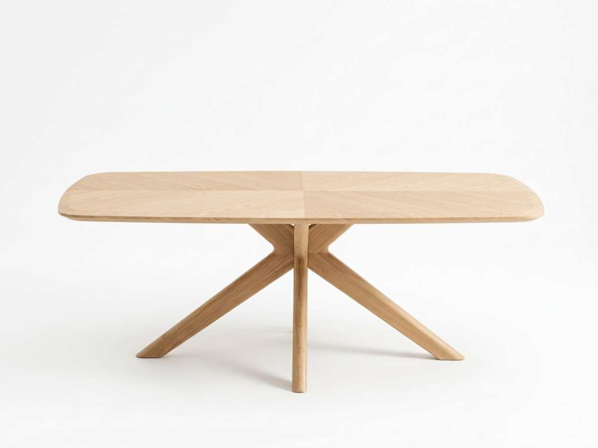 table à manger vivienne placage chêne massif de couleur marron clair