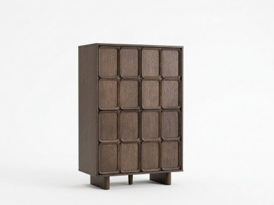 Buffet haut 4 portes 137 cm AUBIN placage chêne massif