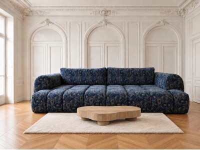 Canapé droit géant XXL 6 places FUJI tissu à motifs