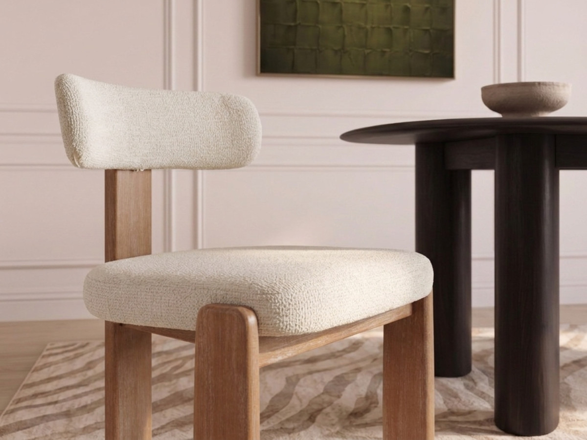 Lot de 2 chaises TANYA chêne massif et tissu texturé