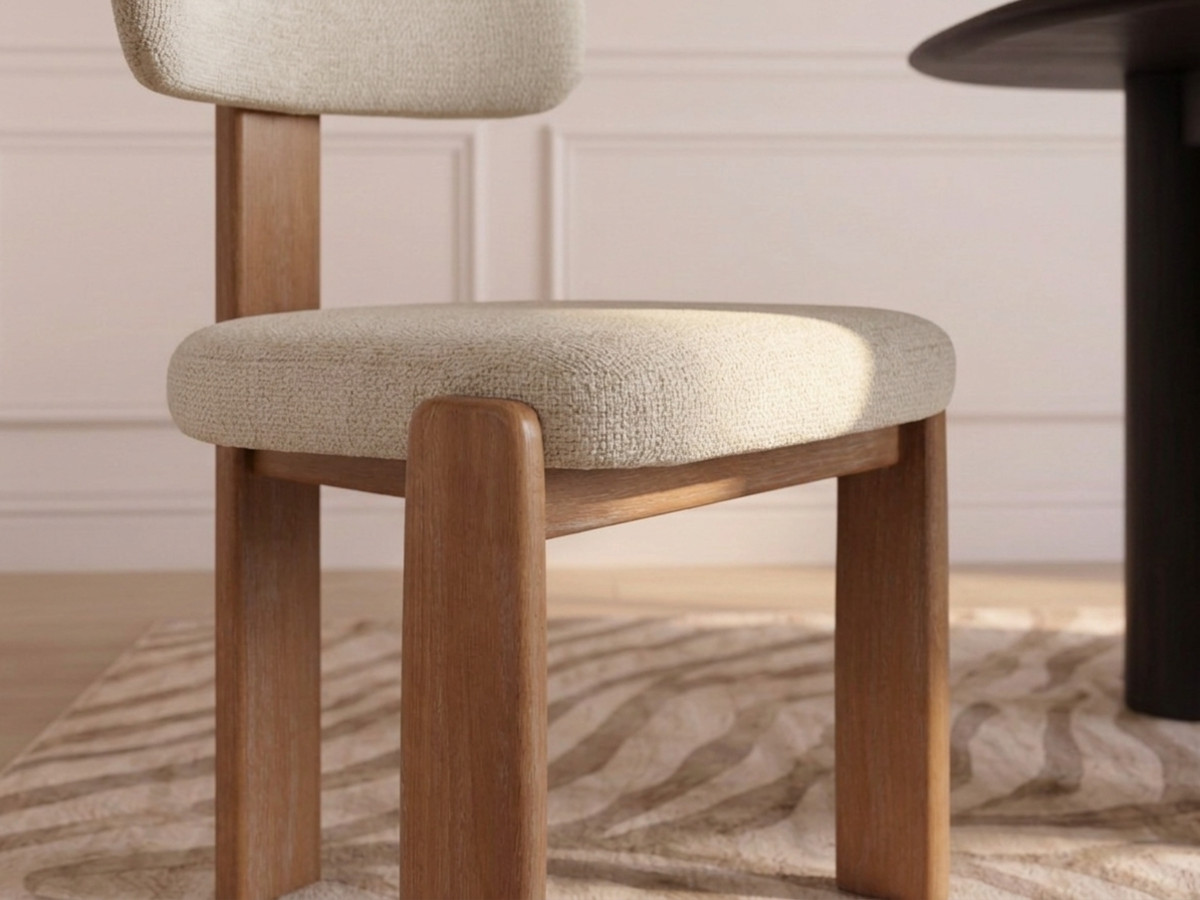 Lot de 2 chaises TANYA chêne massif et tissu texturé