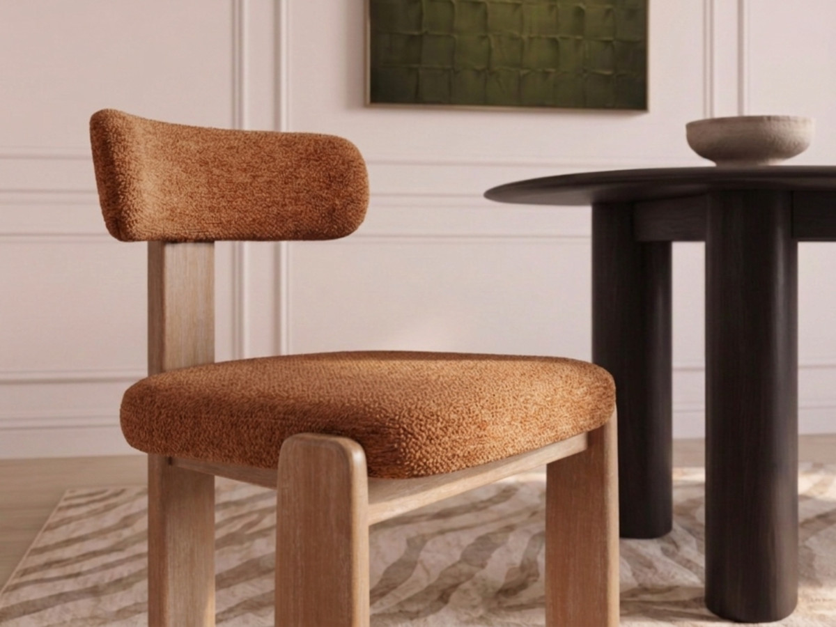 Lot de 2 chaises TANYA chêne massif et tissu texturé