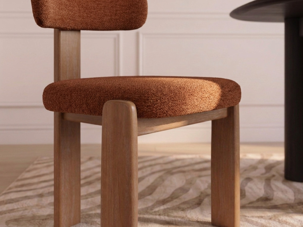 Lot de 2 chaises TANYA hêtre massif et tissu texturé