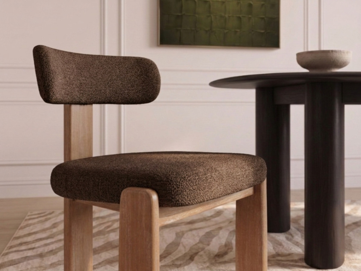 Lot de 2 chaises TANYA chêne massif et tissu texturé